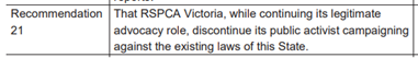 RSPCA report recommendation 21